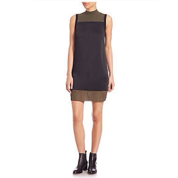 Rag & Bone Vivienne Colorblock Shift Dress Olive Black Sleeveless Size S - Picture 2 of 12